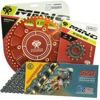 Mino / CZ 14-50T KTM EXC 125-250-300 94-22 MX Chain and Orange Alloy Sprocket Kit