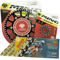 Mino / CZ 14-50T Kawasaki KX450F 2006-2022 Gold MX Chain and Black Alloy Sprocket Kit