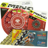 Mino / CZ 13-50T Beta RR 4ST 400-450 13-18 Gold MX Chain and Red Alloy Sprocket Kit
