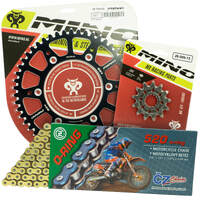 Mino / CZ 14-50T Kawasaki KX450F 2006-2022 Gold O-Ring Chain and Black Alloy Sprocket Kit