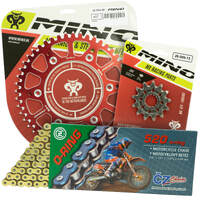 Mino / CZ 13-51T Beta RR 4ST 400-450 13-18 Gold O-Ring Chain and Red Alloy Sprocket Kit