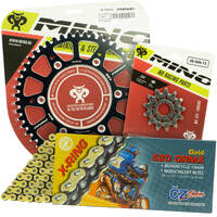 Mino / CZ 14-50T Kawasaki KX450F 2006-2022 Gold X-Ring Chain and Black Alloy Sprocket Kit