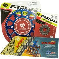 Mino / CZ 14-52T Yamaha WR450F 2003-2022 Gold X-Ring Chain and Blue Alloy Sprocket Kit