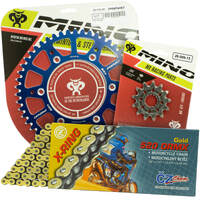 Mino / CZ 12-48T Sherco 450-500 SEF-R 14-20 Gold X-Ring Chain and Blue Alloy Sprocket Kit