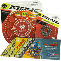 Mino / CZ 12-50T KTM EXC 125-250-300 94-22 Gold X-Ring Chain and Orange Alloy Sprocket Kit