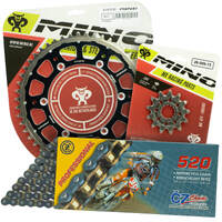 Mino / CZ 14-50T Kawasaki KX450F 06-22 MX Chain and Black Fusion Sprocket Kit