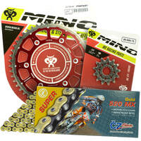Mino / CZ 13-50T Beta RR 4ST 400-450 13-18 Gold MX Chain and Red Fusion Sprocket Kit