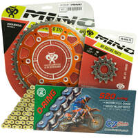 Mino / CZ 12-52T KTM EXC 125-250-300 94-22 Gold O-Ring Chain and Orange Fusion Sprocket Kit