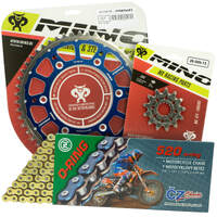 Mino / CZ 15-52T KTM SXF 250-530 2000-2022 Gold O-Ring Chain and Blue Fusion Sprocket Kit