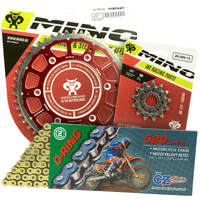 Mino / CZ 15-52T Beta RRS 350-500 17-22 Gold O-Ring Chain and Red Fusion Sprocket Kit