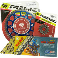 Mino/CZ  12-48T Yamaha WR250F 2001-2022 Gold X-Ring Chain and Blue Fusion Sprocket Kit