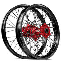 SM Pro / DID LT-X Honda CRF250L / CRF300L 2013-2024 21X1.60/18X2.15 Black/Red Wheel Set (Black Spokes)