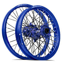 SM Pro / DID ST-X Yamaha WR250F 2003-2019 / WR450F 2003-2018 Blue/Blue Wheel Set (Black Spokes)