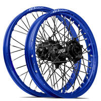 SM Pro / DID ST-X Yamaha WR250F 2003-2019 / WR450F 2003-2018 Blue/Black Wheel Set (Black Spokes)