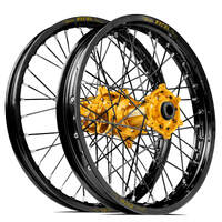 SM Pro / Excel Honda CRF250 2014-2024/CRF450 2013-2024 21X1.60/18X2.15 Black/Gold Wheel Set (Black Spokes)