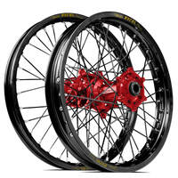 SM Pro / Excel Honda CRF250 2014-2024/CRF450 2013-2024 21X1.60/19X2.15 Black/Red Wheel Set (Black Spokes)