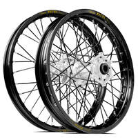 SM Pro / Excel Honda CRF250 2014-2024/CRF450 2013-2024 21X1.60/19X2.15 Black/Silver Wheel Set (Black Spokes)