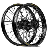SM Pro / Excel Honda CR125-250 02-07/CRF250-450R/X 02-12 21X1.60/18X2.15 Black/Black Wheel Set (Black Spokes)