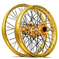 SM Pro Honda CRF250 2014-2024/CRF450 2013-2024 21X1.60/18X2.15 Gold/Gold Wheel Set (Black Spokes)