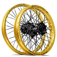 SM Pro Honda CRF250 2014-2024/CRF450 2013-2024 21X1.60/18X2.15 Gold/Black Wheel Set (Black Spokes)