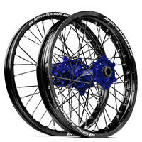 SM Pro Honda CRF250 2014-2024/CRF450 2013-2024 21X1.60/18X2.15 Black/Blue Wheel Set (Black Spokes)