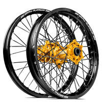 SM Pro Honda CRF250 2014-2024/CRF450 2013-2024 21X1.60/18X2.15 Black/Gold Wheel Set (Black Spokes)