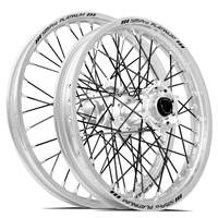 SM Pro Honda CRF250 2014-2024/CRF450 2013-2024 21X1.60/19X2.15 Silver/Silver Wheel Set (Black Spokes)